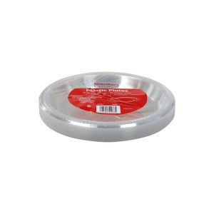 10.25" Clear Plastic Plates | Packaged