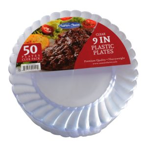 9" Clear Plastic Plates | Packaged