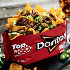 Nacho Cheese Top N Go Flavored Tortilla Chips | Styled